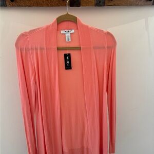 WHBM Coral Open Front Cardigan